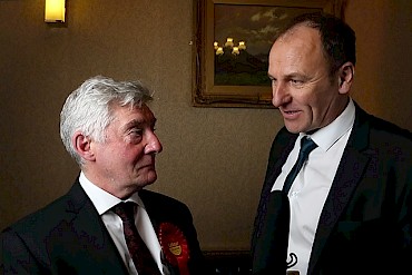 Tony Lloyd speaking to Greg Couzens about his victory (© Rochdale Online)