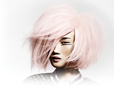 Photo of a model with 'bubblegum' hair
