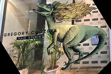 Dinosaur Window Mural